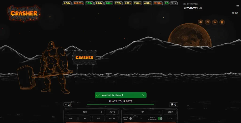 Starting a Game in Crasher Starting a Game in Crasher